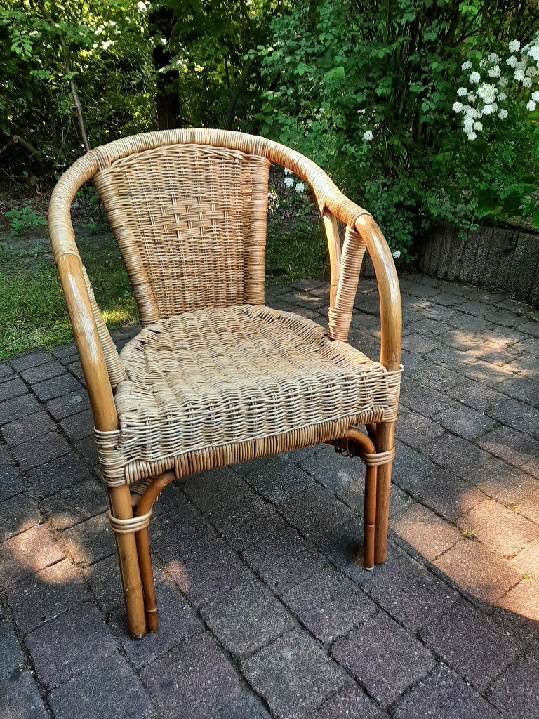 Vintage rotan stoel., Ophalen, Gebruikt, Bruin, Vintage