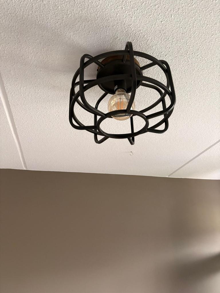 Moderne Zwarte Metalen Hanglamp - Industrieel Design, Ophalen, Zo goed als nieuw, Metaal, Minder dan 50 cm