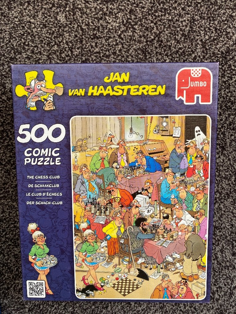 Jan van Haasteren De Schaakclub 500 stukjes nummer 17278, Ophalen of Verzenden, 500 t/m 1500 stukjes, Zo goed als nieuw, Legpuzzel