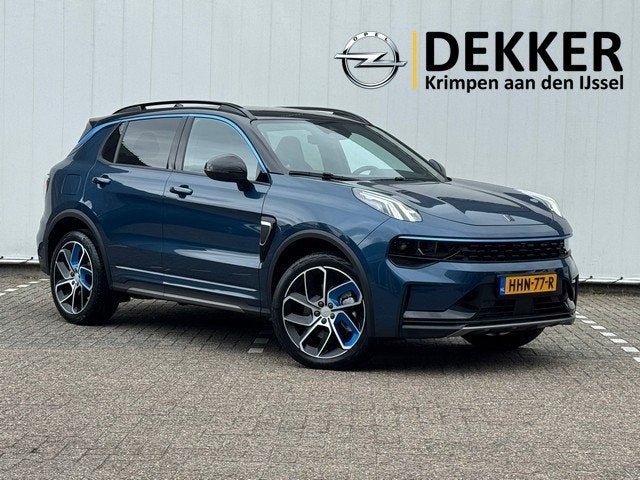 Lynk & Co 01 1.5 Hybrid 262PK met Zwarte hemel, Panoramadak, 12 maanden, Euro 6, Blauw, Leder en Stof