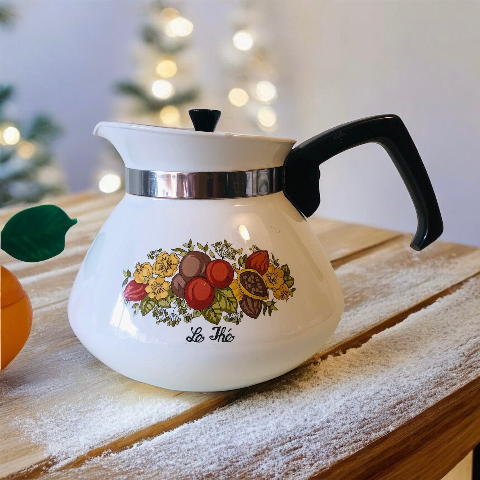 Vintage Koffiepot Corning Ware Spice of Life Le Cafe, Theepot/fluitketel, Gebruikt, Ophalen of Verzenden, Wit