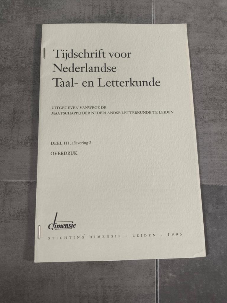 Tijdschrift voor Nederlandse taal en letterkunde, Ophalen of Verzenden