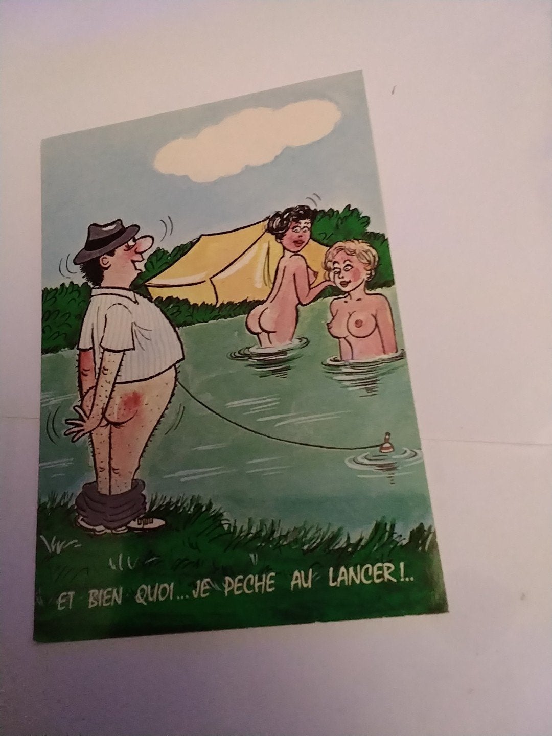 Vintage Ansichtkaart: Humoristische Camping Scène (1982), Ophalen of Verzenden, 1980 tot heden