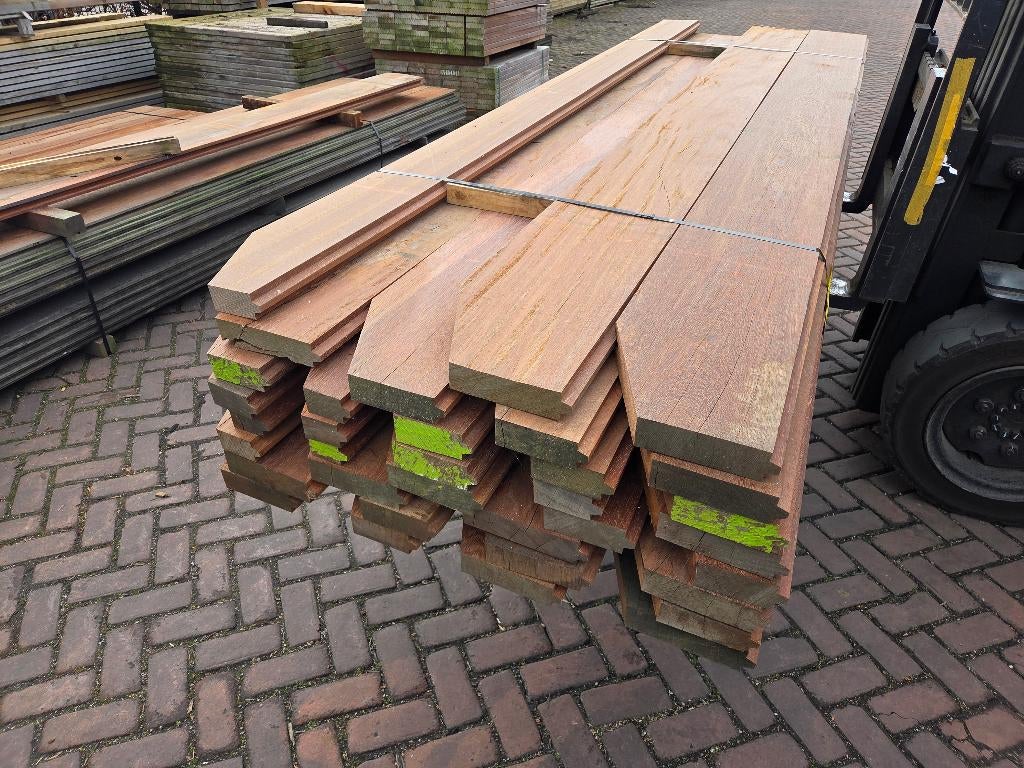 27.47 m2 Azobé hardhouten damwand 5 cm dik - nr: HP80, Tuin en Terras, Palen, Balken en Planken, Ophalen, Planken, Nieuw, Hardhout