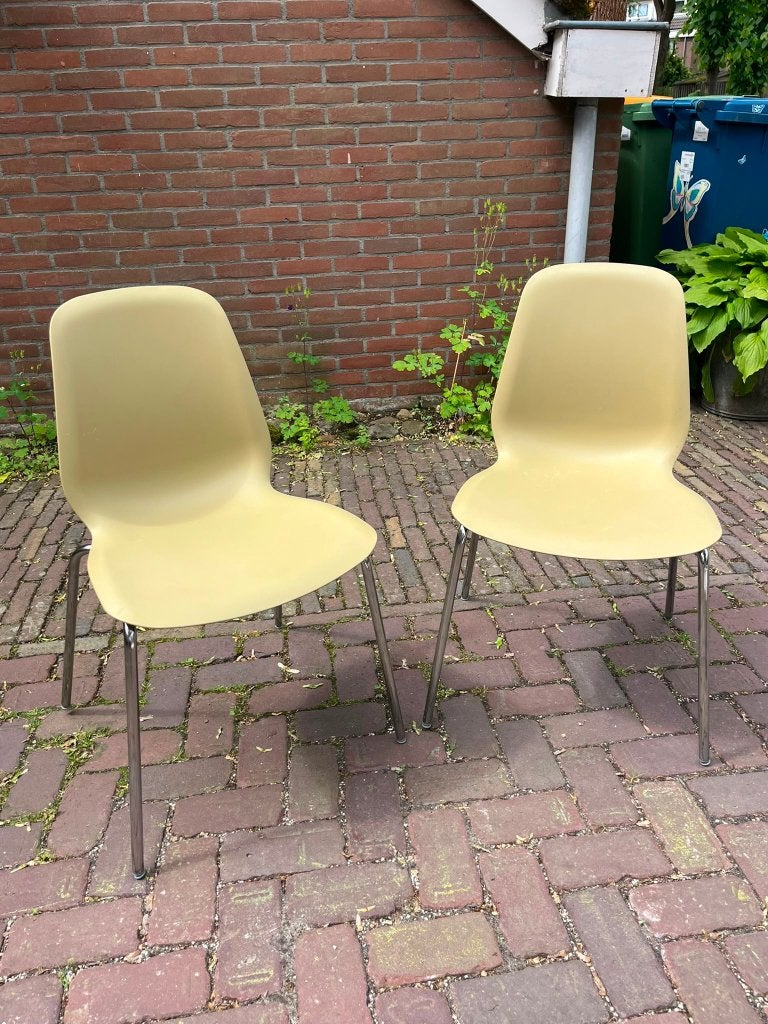 Mooie Ikea stoelen olijfgroen 2 stuks, Huis en Inrichting, Ophalen, Kunststof, Gebruikt, Twee