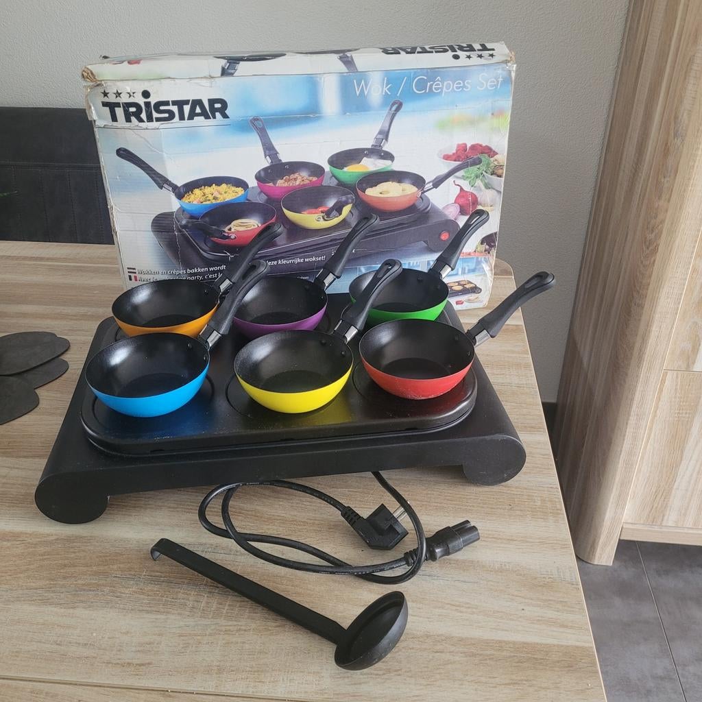 Tristar Wok / Crêpes Set -  Mini Pannetjes - Pannenkoeken, Ophalen, Gebruikt