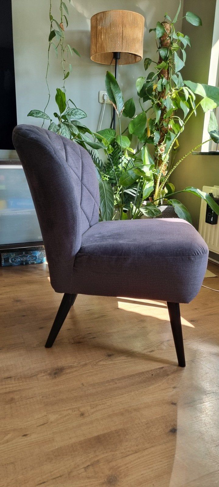 Comfortabele antraciet grijze fauteuil met ruitpatroon, Huis en Inrichting, Stoelen, Ophalen, Overige kleuren, Modern klassiek