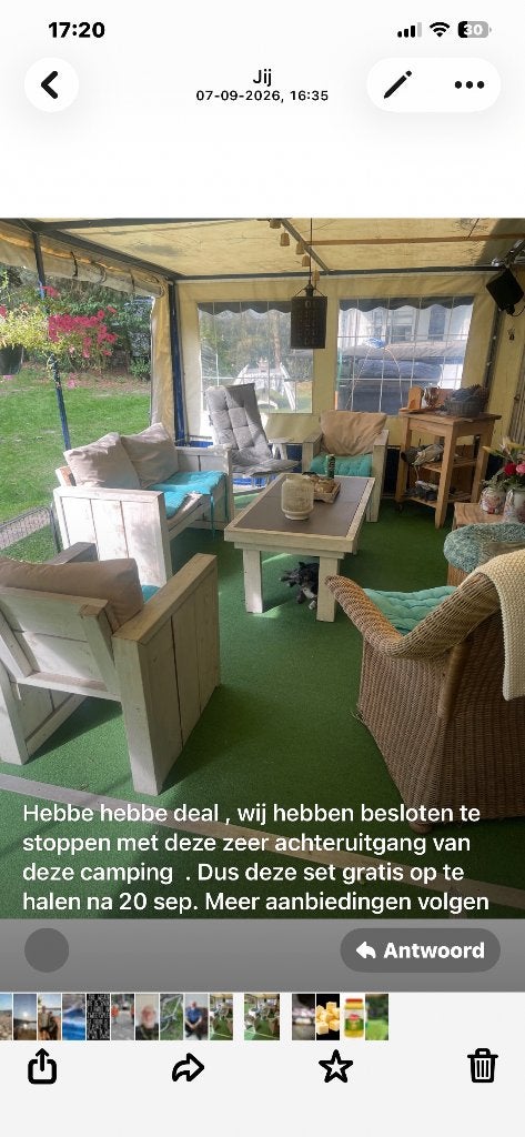 Loungeset, Ophalen, 5 zitplaatsen, Gebruikt, Steigerhout