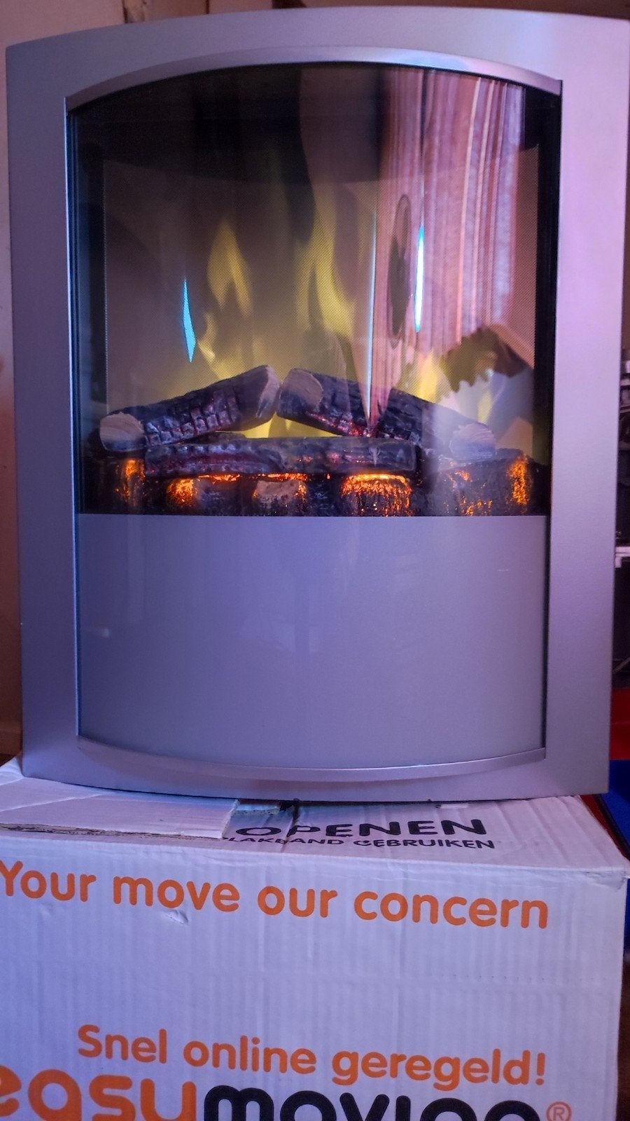 Elektrische wandkachel met bevestigingsmateriaal, Ophalen of Verzenden, Gebruikt, Hangende haard, Elektrische haard