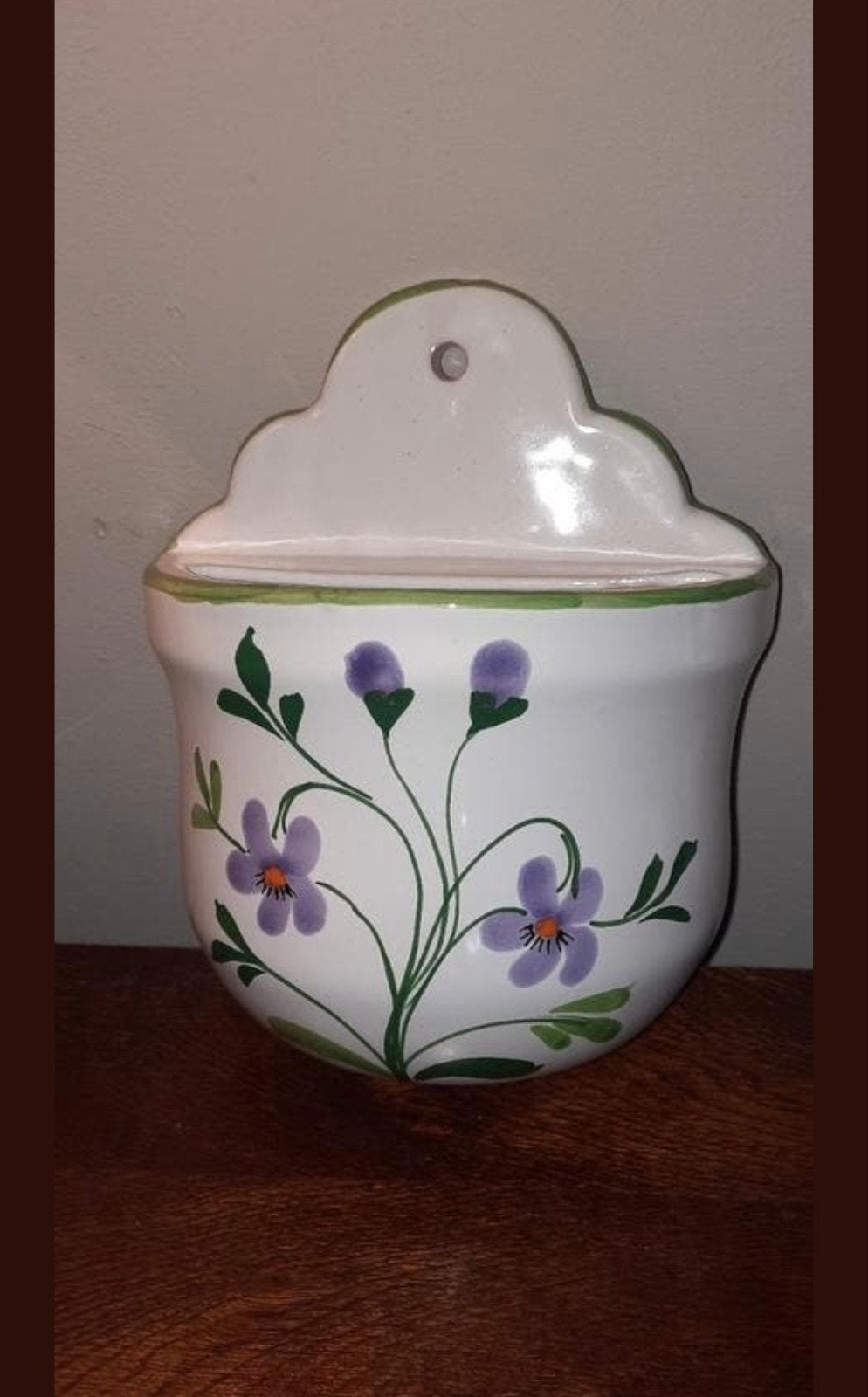 Vintage brocant Portugees handbeschilderde wandvaas., Antiek en Kunst, Ophalen of Verzenden