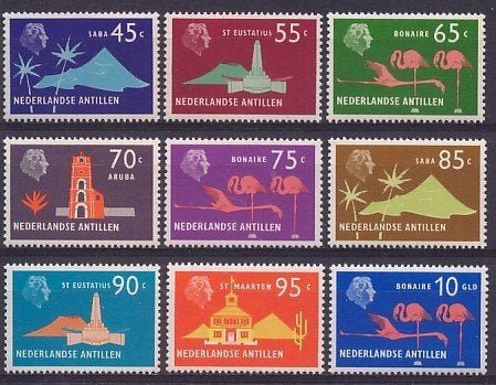 Nederlandse Antillen 460/8 postfris Versch Voorst. 1973, Postzegels en Munten, Postzegels | Nederlandse Antillen en Aruba, Postfris
