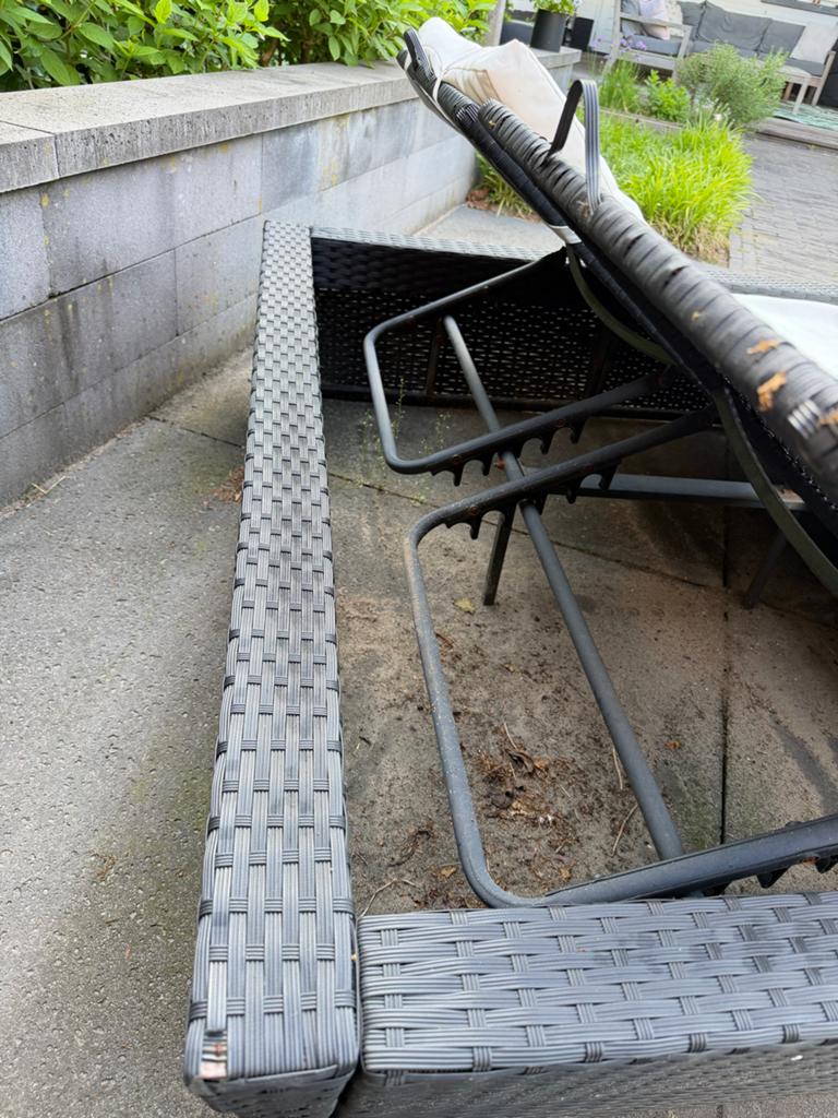 Vida XL Wicker Ligbed met Verstelbare Rugleuning, Ophalen of Verzenden, Gebruikt, Wicker, Verstelbaar