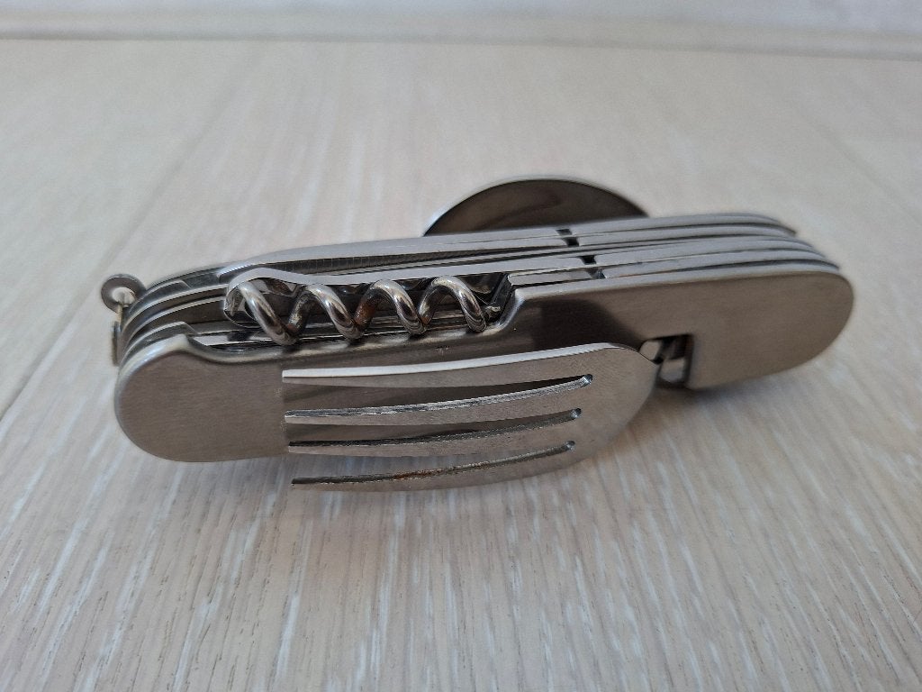 Multifunctioneel compact bestek voor kamperen/picknick, Ophalen of Verzenden, Gebruikt