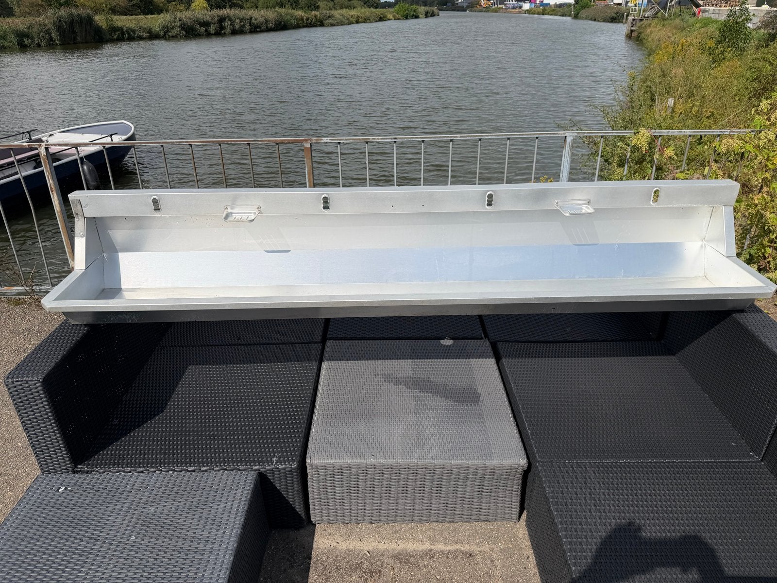 Robuuste alu wastrog / wasbak voor buiten of werkplaats, Ophalen, Gebruikt, Rvs, Wastafel