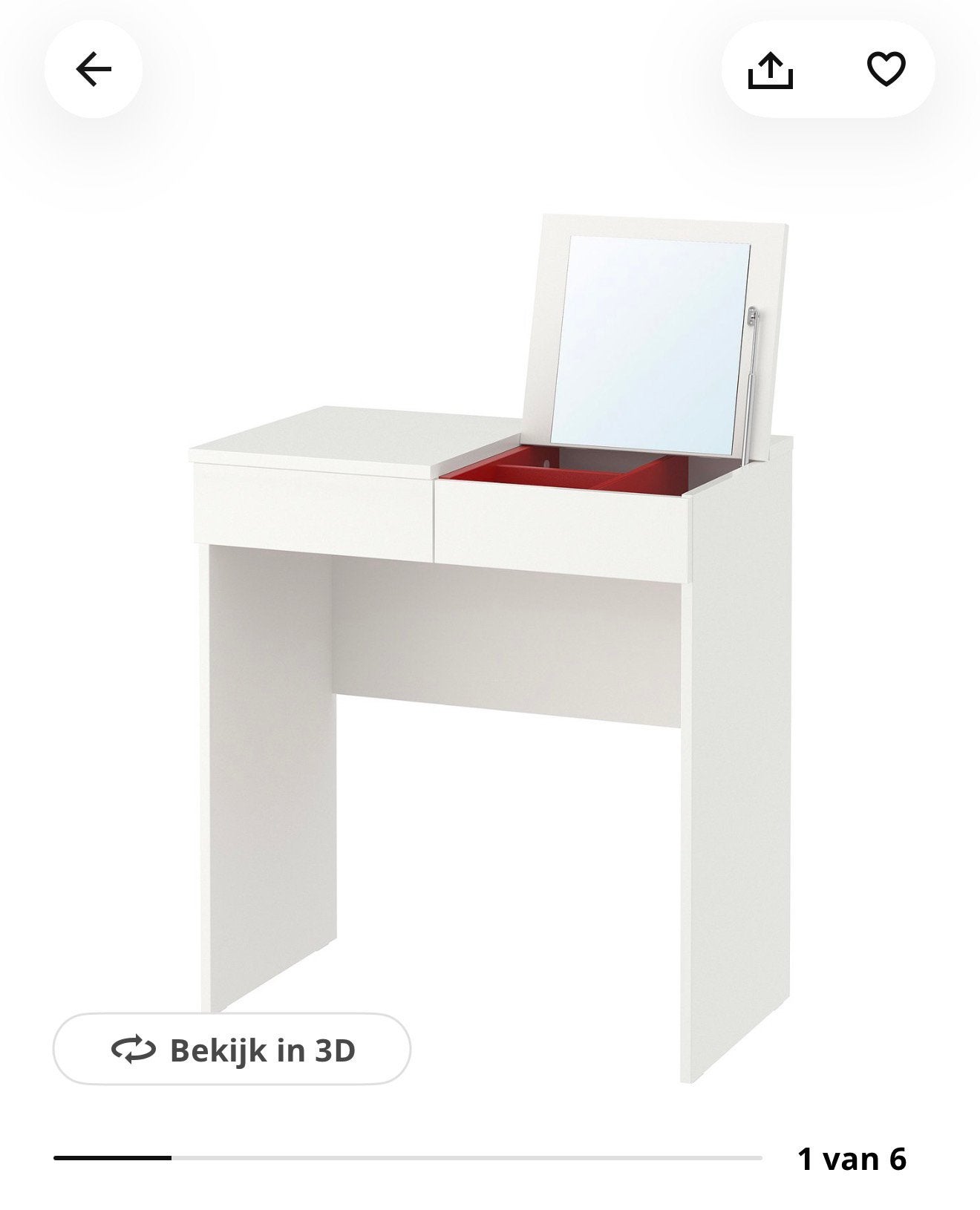 Ikea Brimnes makeup tafel, Ophalen, Zo goed als nieuw, 50 tot 100 cm, Minder dan 100 cm