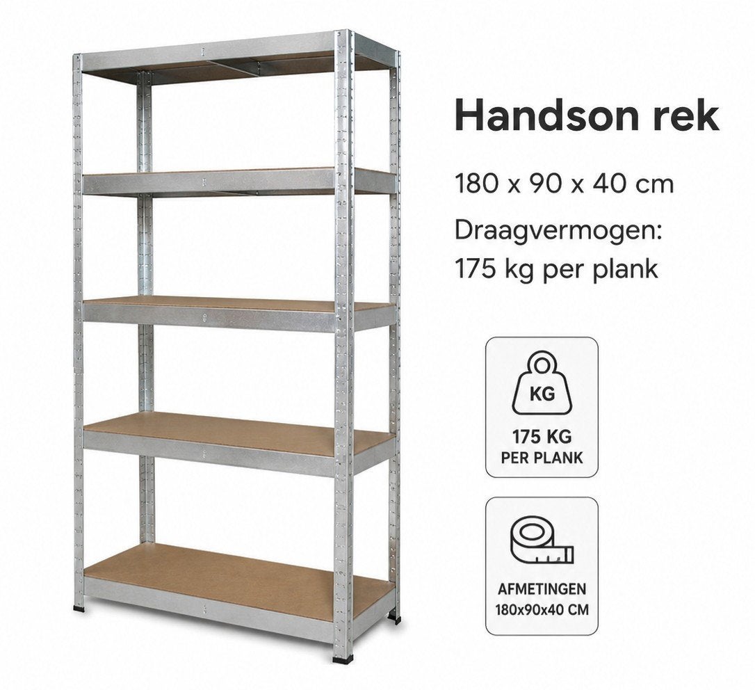3x Handson Metalen stellingkast 180x90x40 cm 175 kilo/plank, Ophalen, Zo goed als nieuw