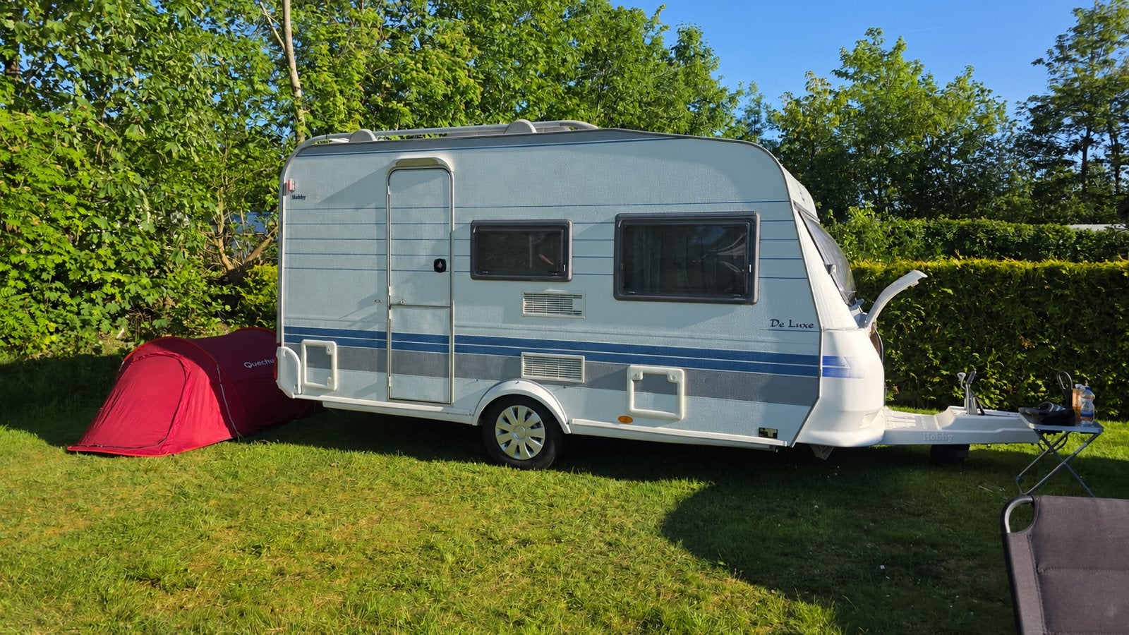 Hobby caravan uit 2002, Caravans en Kamperen, Hobby, Treinzit, Particulier, Luifel