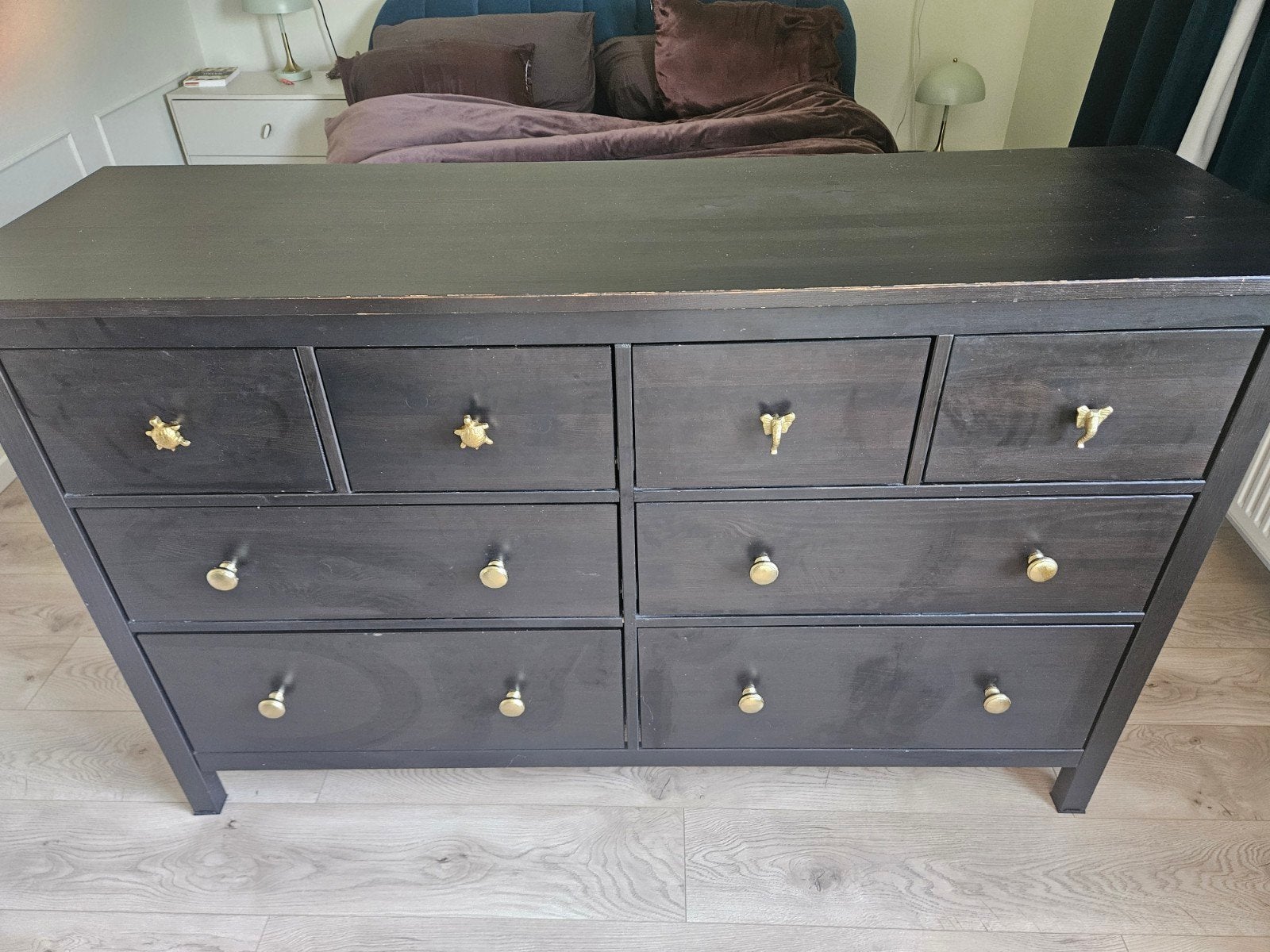 IKEA HEMNES ladekast bruinzwart - 8 laden, Ophalen, Gebruikt, 5 laden of meer, 150 tot 200 cm