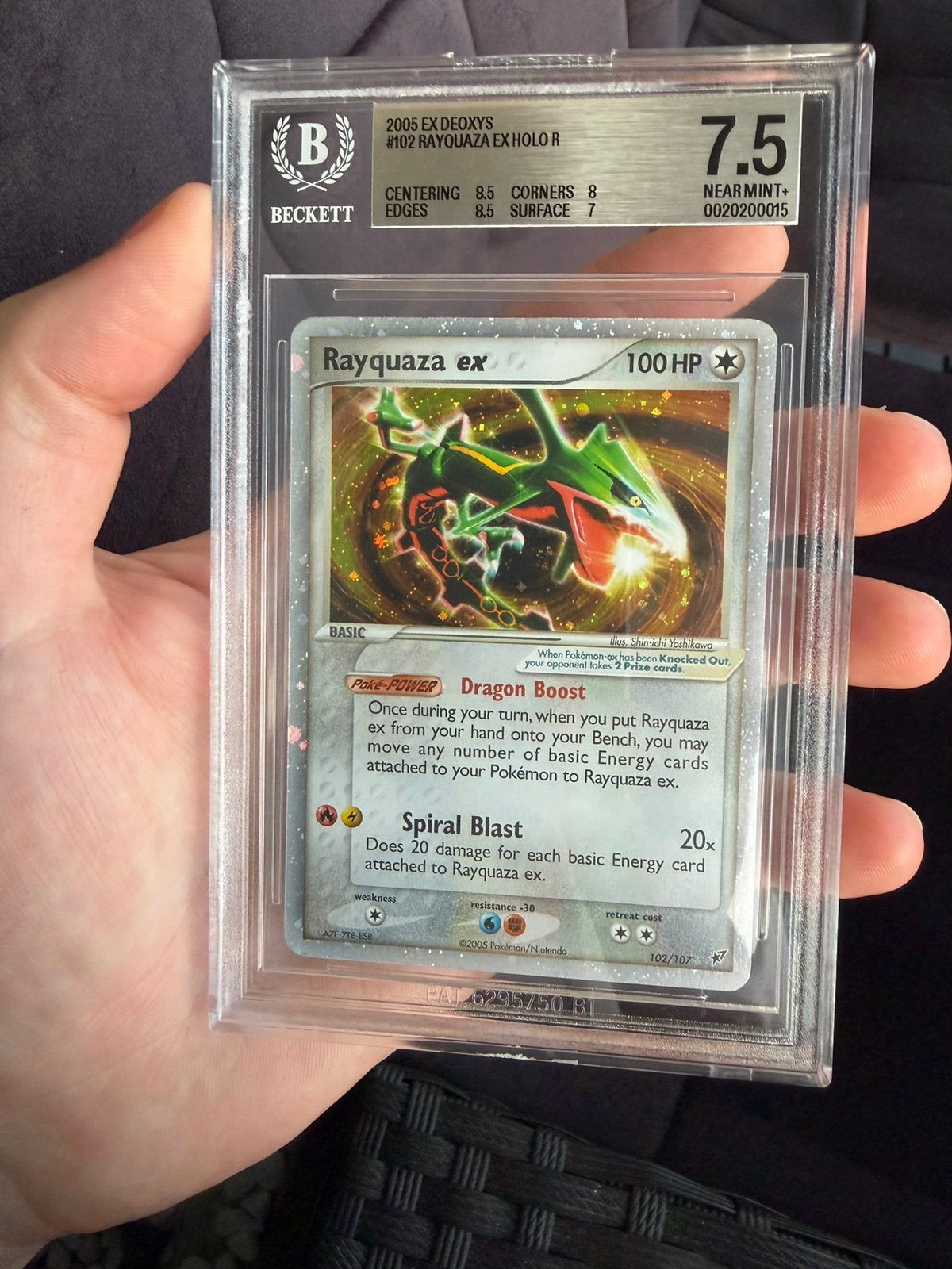 Rayquaza ex #102 Ex Deoxys Near Mint+, Ophalen, Nieuw, Losse kaart, Foil
