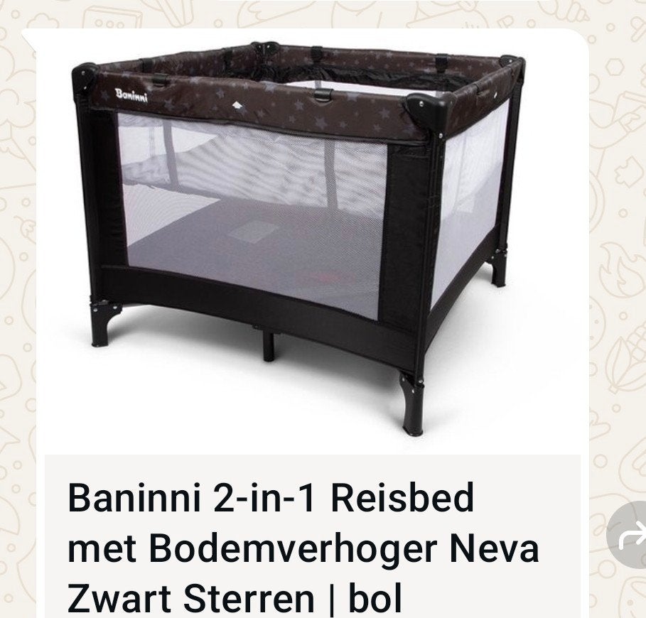 Baninni 2-in-1 Reisbed Neva Zwart Sterren met Bodemverhoger, Ophalen of Verzenden, Nieuw, Reisbedje