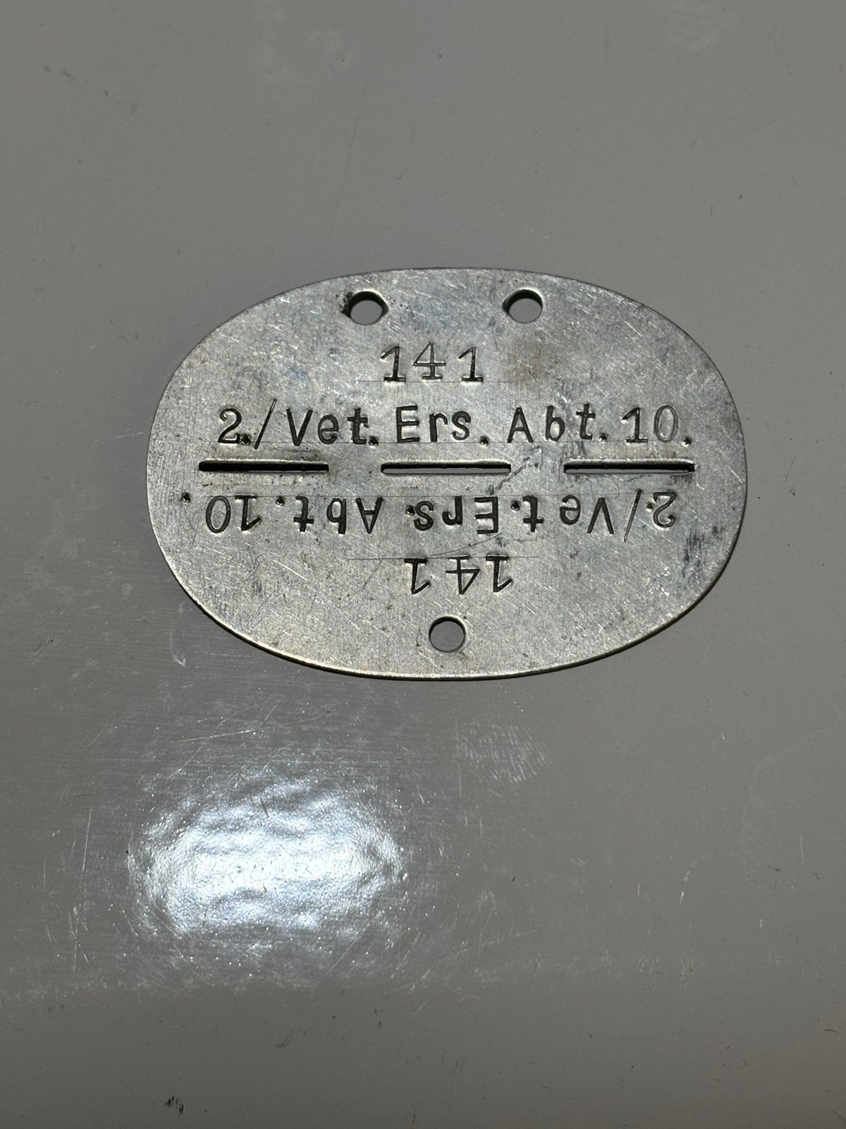 WW2 Duitse Erkennungsmarke Veterinär Ersatz Abteilung, Verzamelen, Ophalen of Verzenden, Landmacht, Duitsland, Overige typen