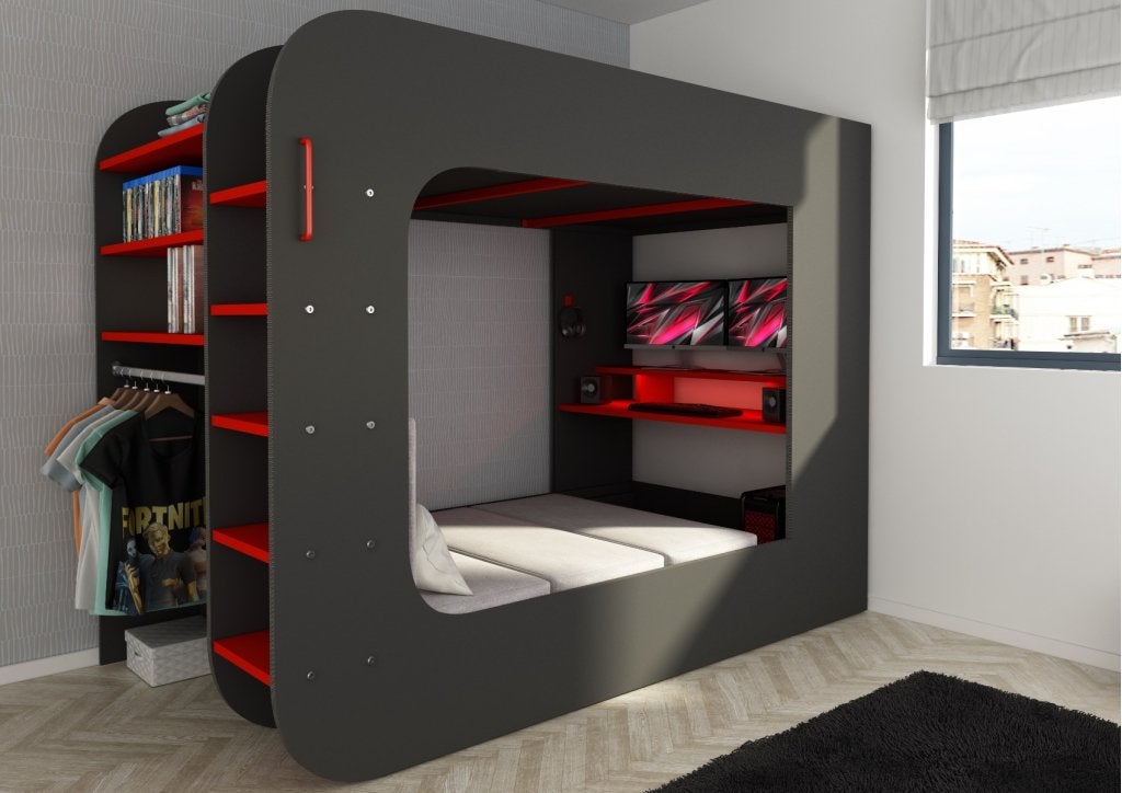 The Cube 5000 Gamingbed hoogslaper - 120x200 - Antraciet, Niet ingevuld, Niet ingevuld, Niet ingevuld