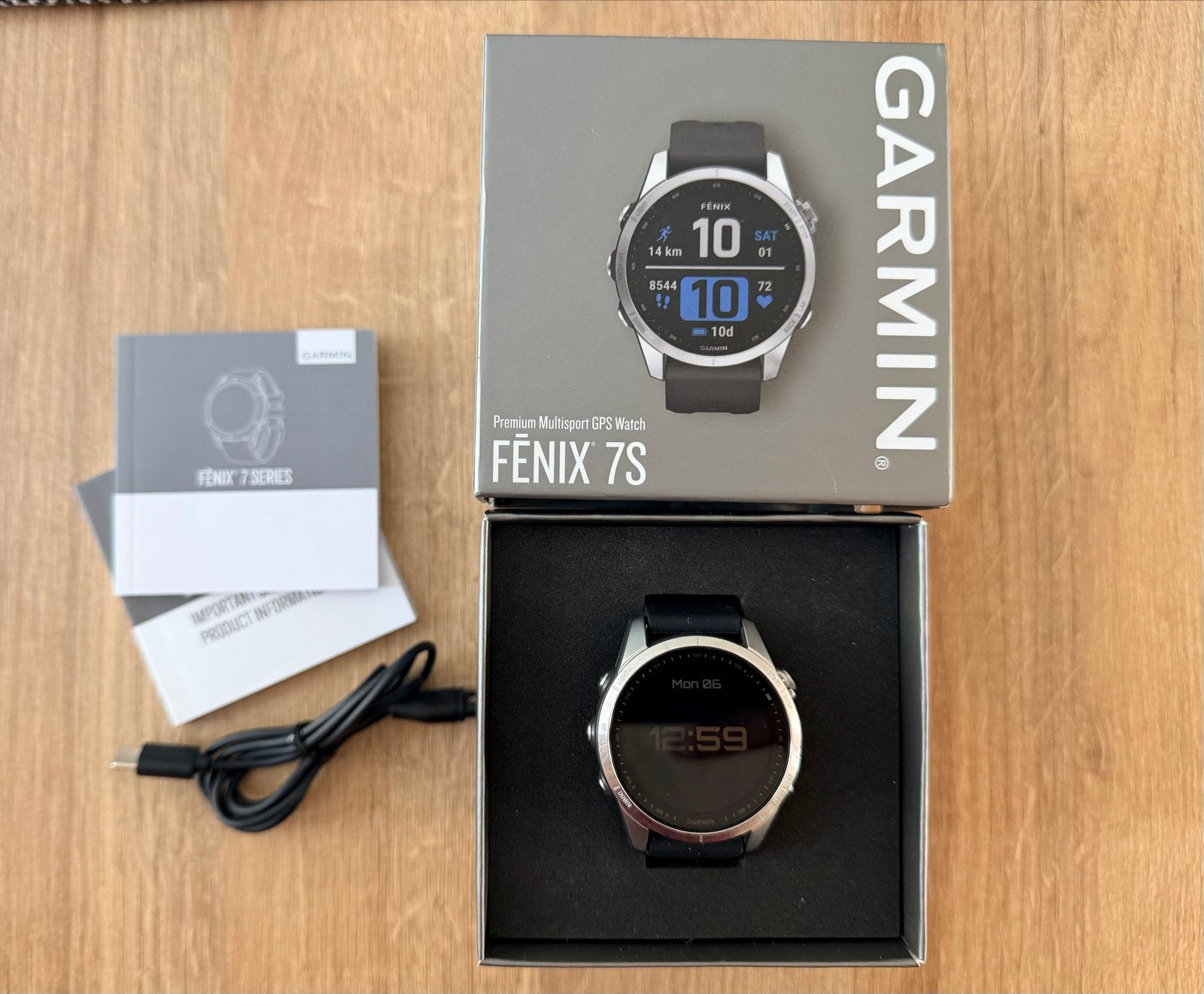 Garmin Fenix 7S Premium Multisport GPS Horloge, Afstand, Zwart, Ophalen of Verzenden, Zo goed als nieuw