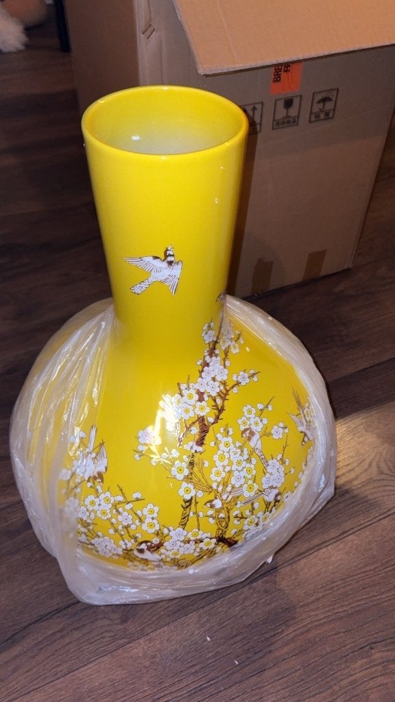 Porselein vaas, Huis en Inrichting, Woonaccessoires | Vazen, Overige materialen, Geel, 57 cm, Nieuw