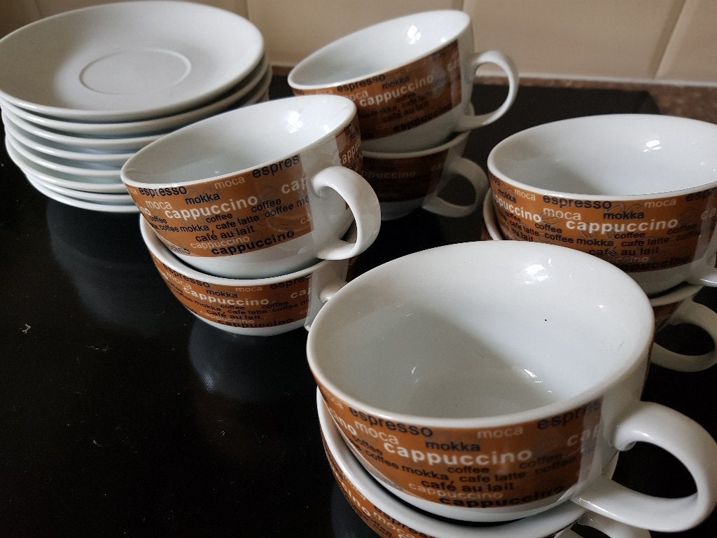 CAPPUCCINO KOPJES VINTAGE 8X, Ophalen of Verzenden, Nieuw, Vintage, Kop(pen) en/of Schotel(s)