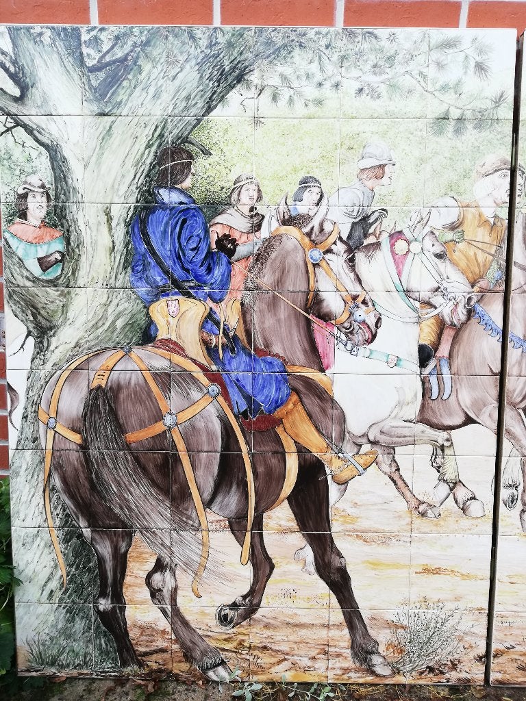 122hx183br Uniek tegelpaneel de gevangenneming van Floris V, Antiek en Kunst, Ophalen