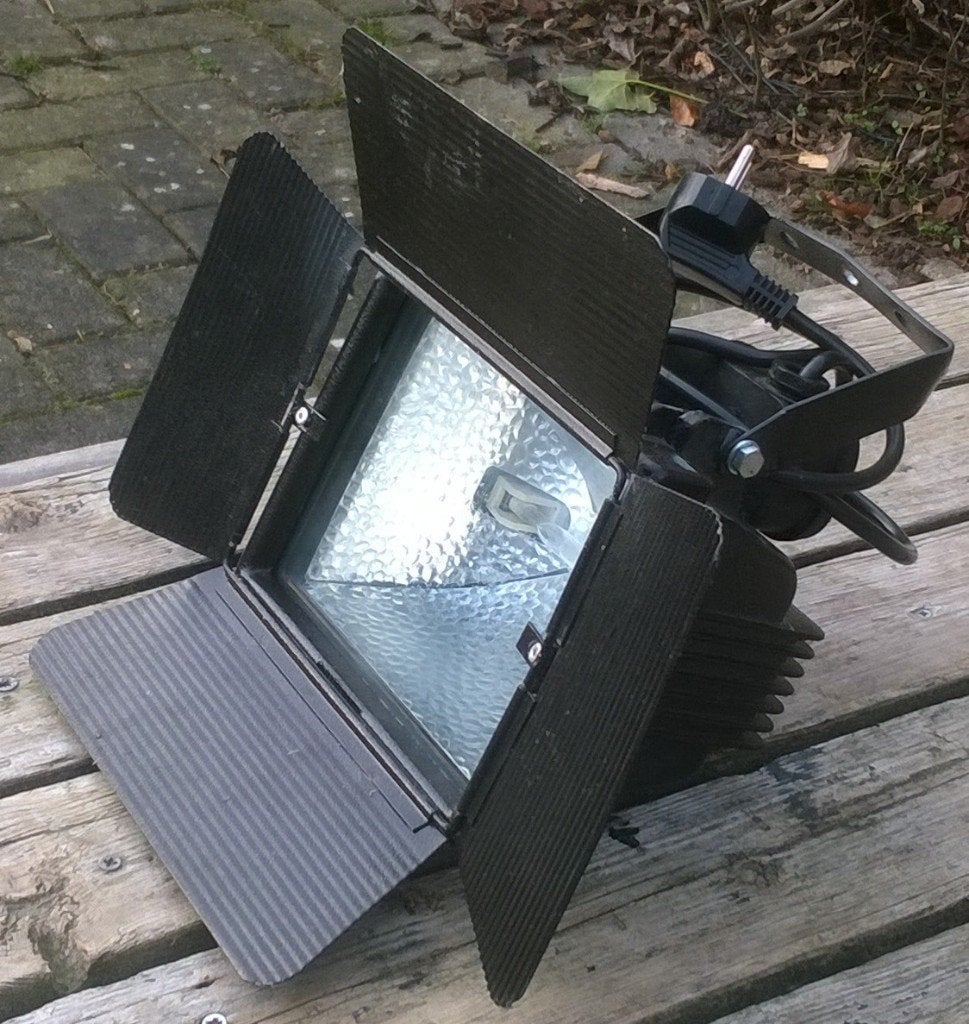 Bouwlamp 500 Watt met barndoor, Doe-het-zelf en Verbouw, Bouwverlichting, Gebruikt, Ophalen of Verzenden, Lamp met armatuur, Nb