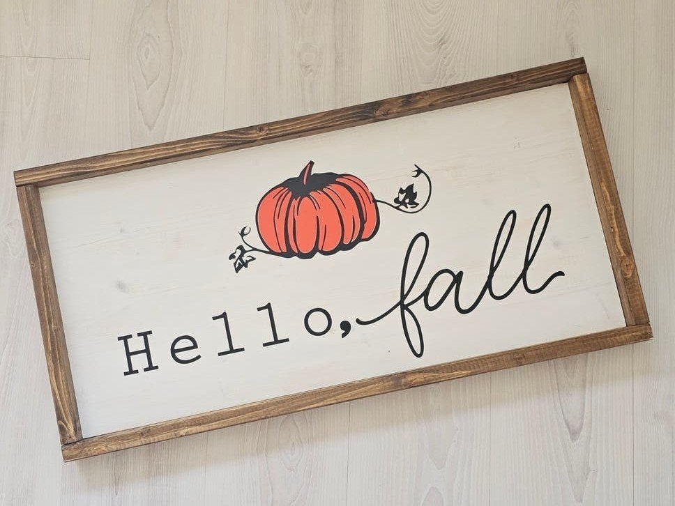 Houten tekstbord Hello, fall, Ophalen of Verzenden, Zo goed als nieuw