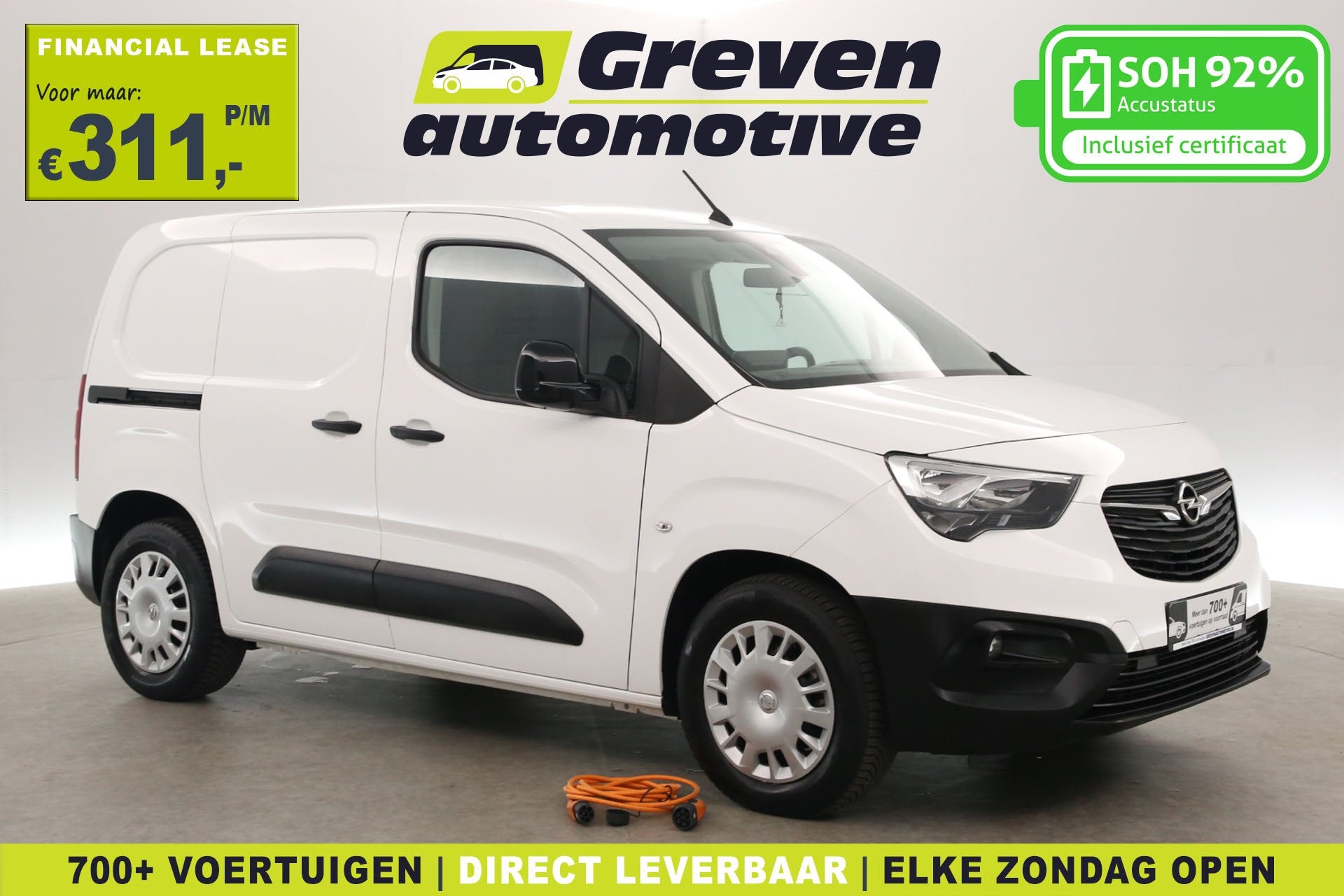 Opel Combo Elektrisch 50 kWh | Snelladen | SOH 92% | Airco |, Auto's, 750 kg, 275 km, Wit, Opel