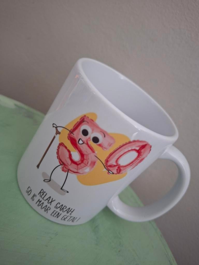 Verjaardagsmok 50 jaar, Sarah., Ophalen of Verzenden, Nieuw, Glas, Overige stijlen