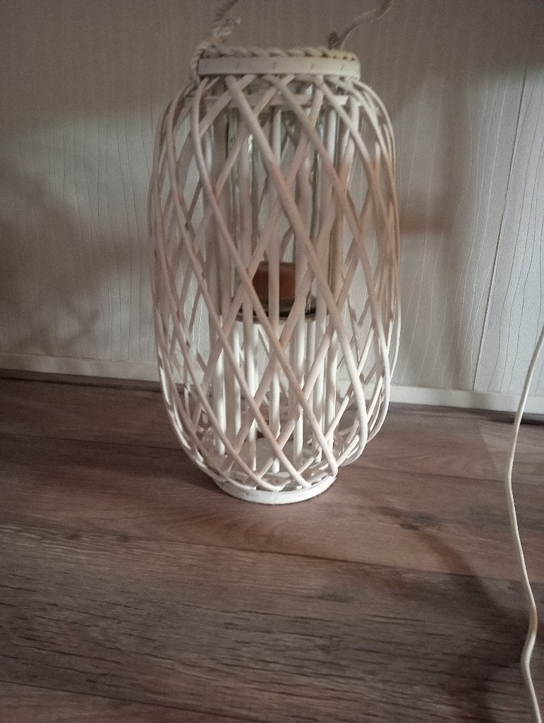 Lantaarn met handvat, 50 x Ø 28 cm, Huis en Inrichting, Woonaccessoires | Kandelaars en Kaarsen, Ophalen, Gebruikt, Lantaarn, Wit