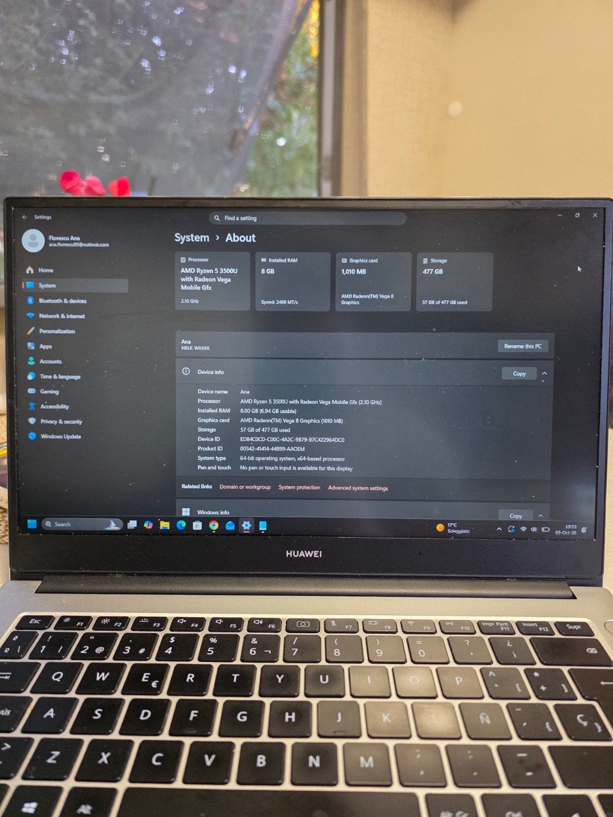 Huawei Laptop - AMD Ryzen 3 | 8GB RAM | 512GB SSD, Computers en Software, 8 GB, Ophalen of Verzenden, Zo goed als nieuw, 512GB