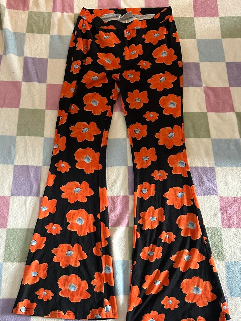 Colourful Rebel flared pants oranje bloem, maat XL, Maat 46/48 (XL) of groter, Oranje, Ophalen of Verzenden, Zo goed als nieuw