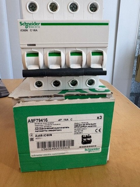 Schneider Installatieautomaat ic60n 4p c16 - A9F79416, Ophalen of Verzenden, Nieuw, Schneider Electric, Installatieautomaat