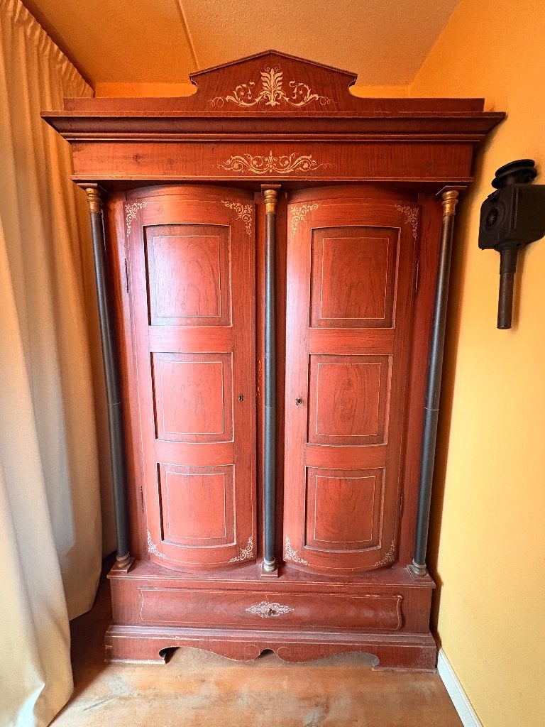 Antieke Deense Empire Revival Kledingkast / linnenkast, Gebruikt, 100 tot 150 cm, 200 cm of meer, Empire Revival