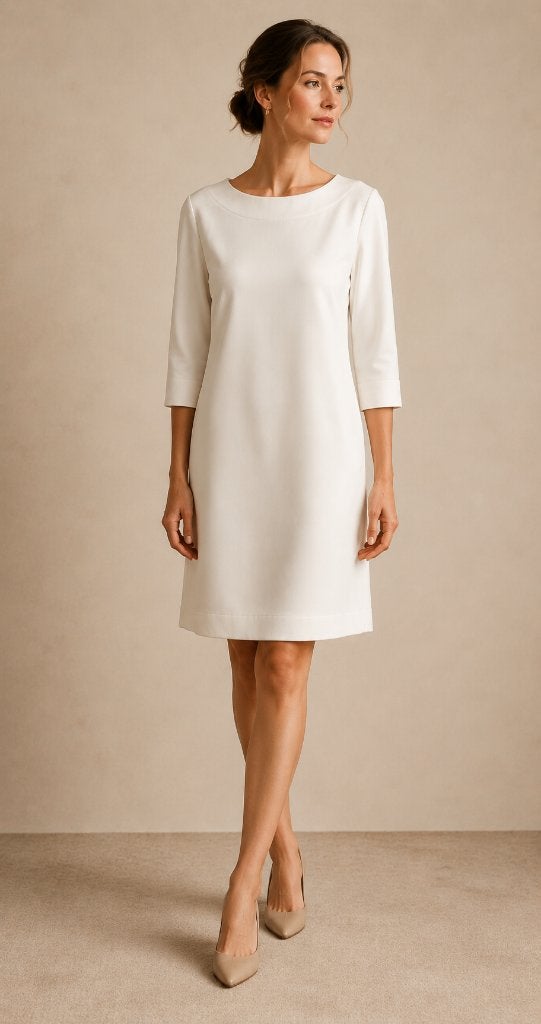 Max Mara jurk travel stof kreukvrij elegant EU 38, Maat 38/40 (M), Verzenden, Wit, Max Mara