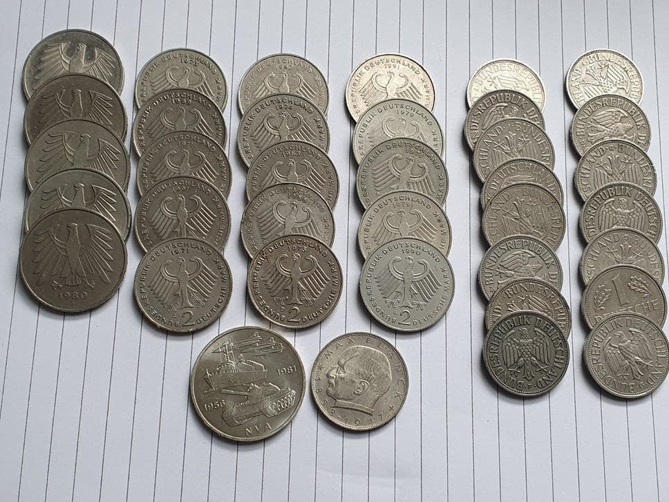 Partij munten uit Duitsland 10, 5, 2, en 1 mark munten., Ophalen of Verzenden, Duitsland, Setje
