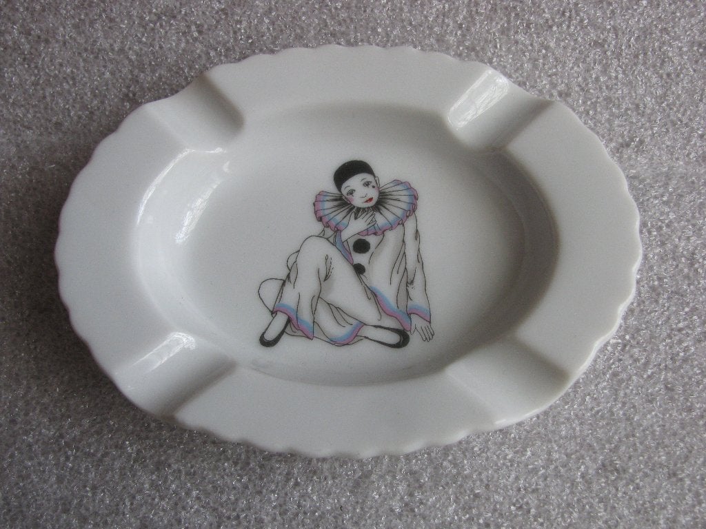Vintage Jaren '80 Asbak met Pierrot - 10 x 7 cm, Antiek en Kunst, Verzenden
