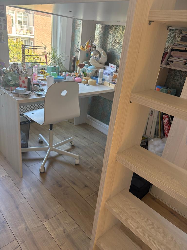 Hoogslaper met bureau en kledingkast, Ophalen, 85 tot 100 cm, Gebruikt, Hoogslaper of Stapelbed