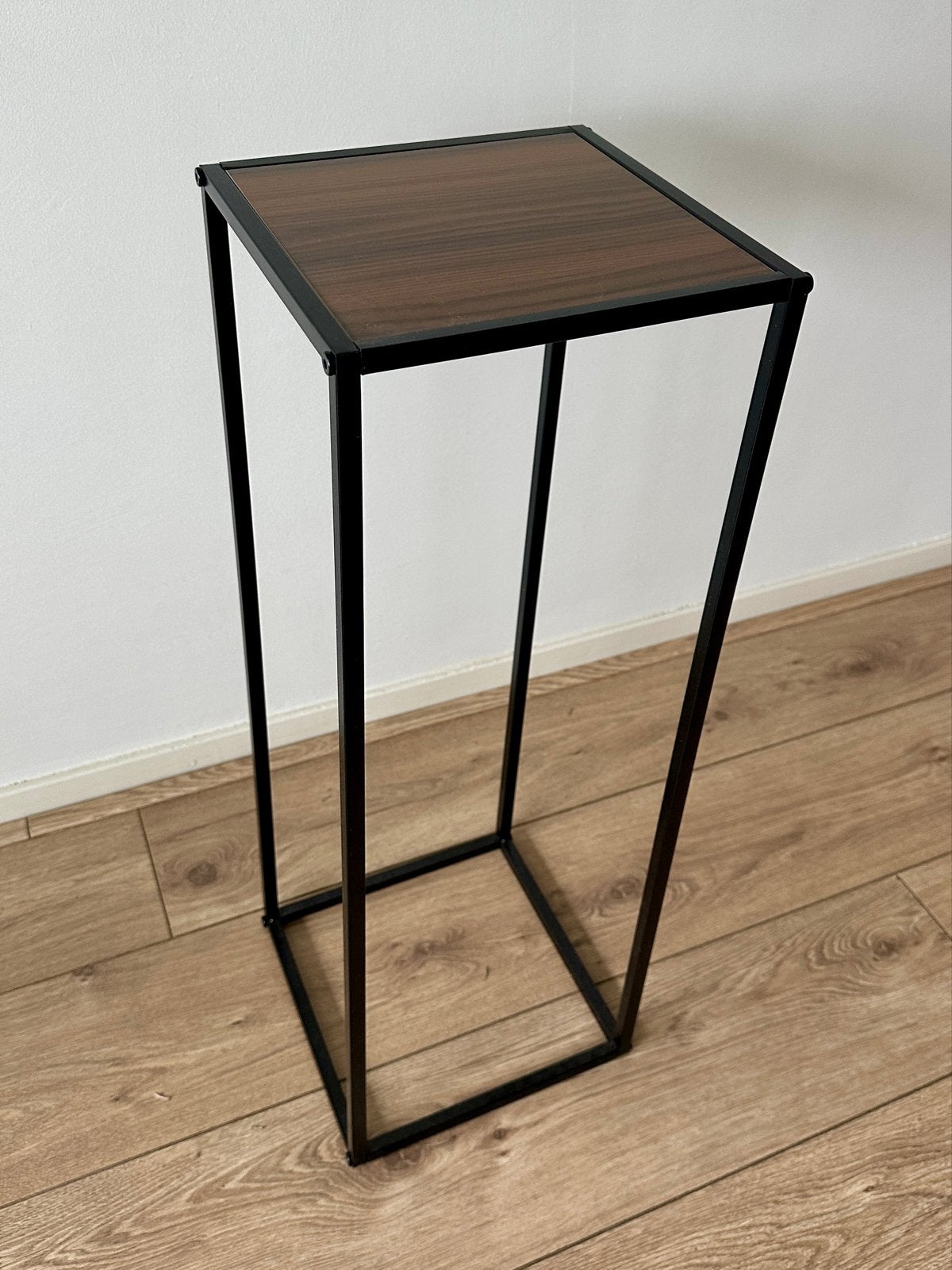 Stijlvolle plantenstandaard / bijzettafel - Zwart metaal, Ophalen, Minder dan 55 cm, Metaal of Aluminium, Vierkant