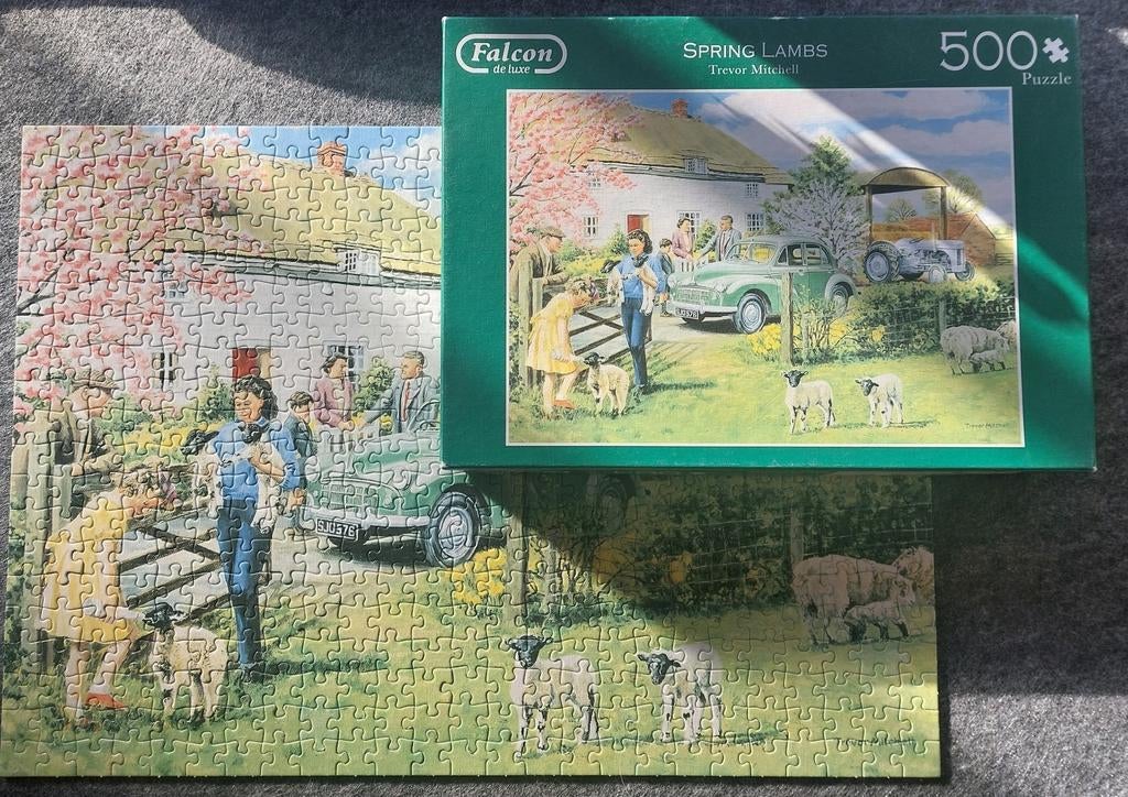 Falcon puzzel 500 stukjes Spring Lambs, Hobby en Vrije tijd, Denksport en Puzzels, Ophalen of Verzenden, 500 t/m 1500 stukjes
