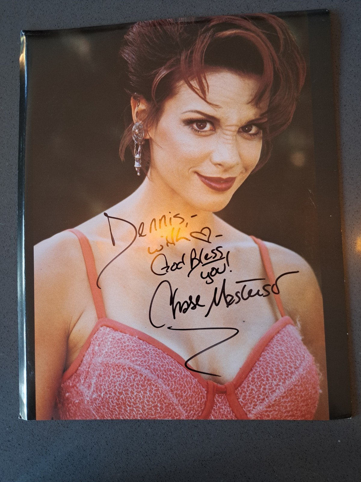 Gesigneerde foto van de Amerikaanse actrice Chase Masterson, Ophalen of Verzenden