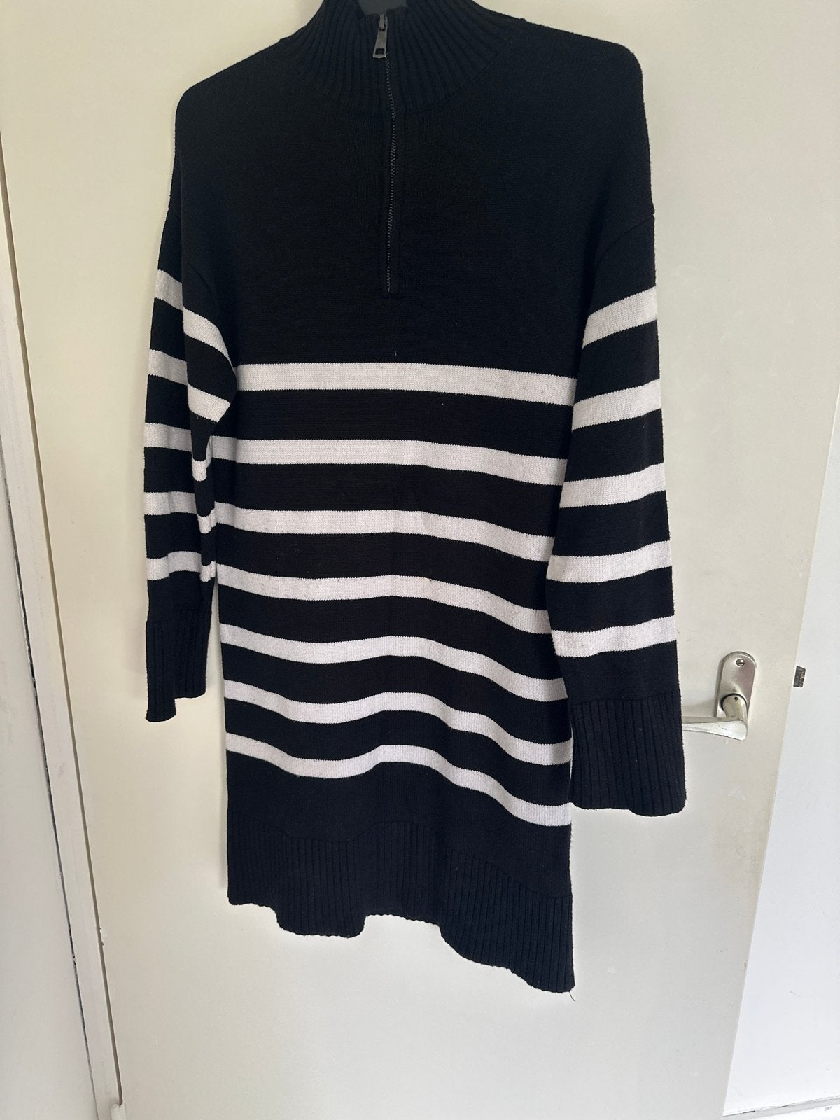 Primark gestreepte gebreide jurk met rits, maat XS, Kleding | Dames, Ophalen, Zwart, Nieuw, Maat 34 (XS) of kleiner