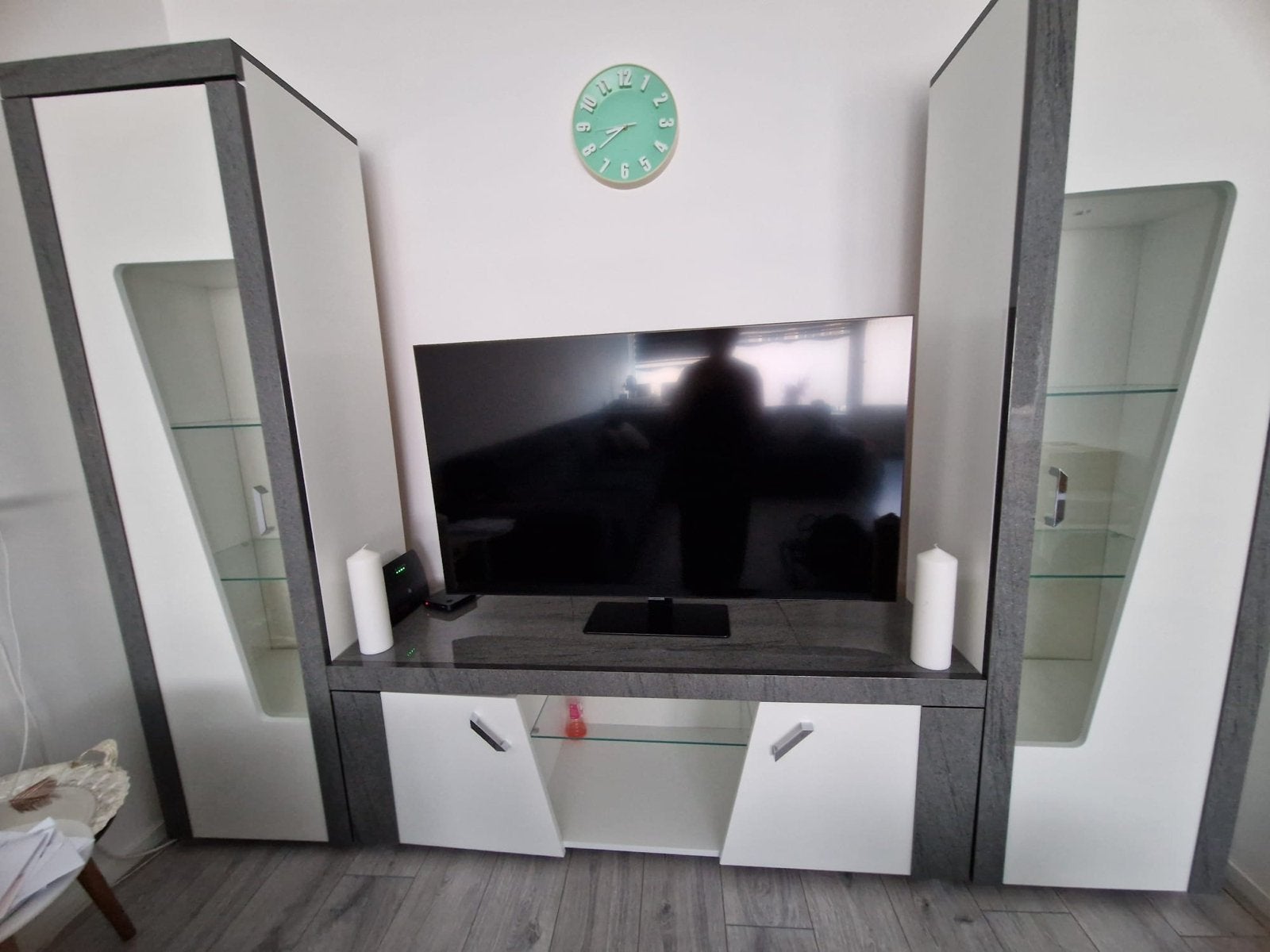 Moderne TV-kast met opbergruimte, Ophalen, Gebruikt, 100 tot 150 cm, 150 tot 200 cm