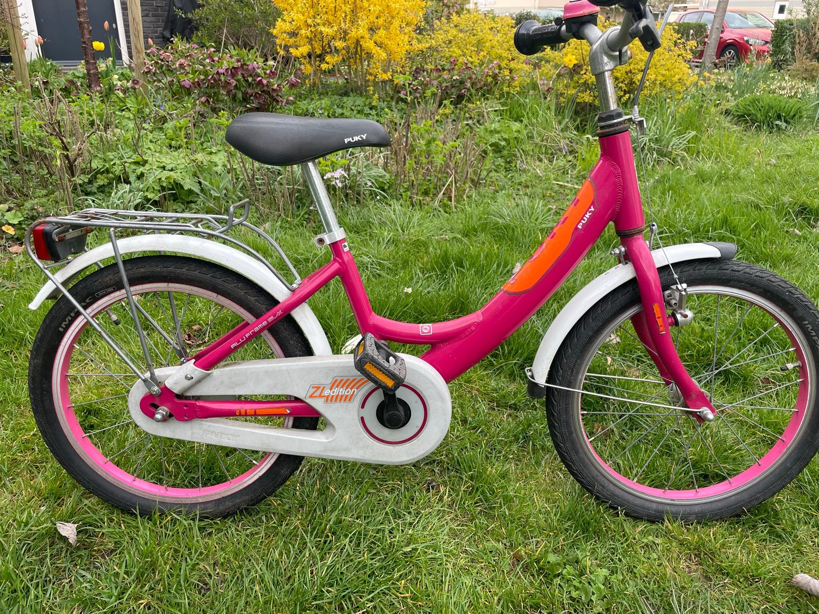 Puky kinderfiets roze 18 inch, Fietsen en Brommers, Fietsen | Kinderfietsjes, Ophalen, Gebruikt, Terugtraprem, 20 inch of meer