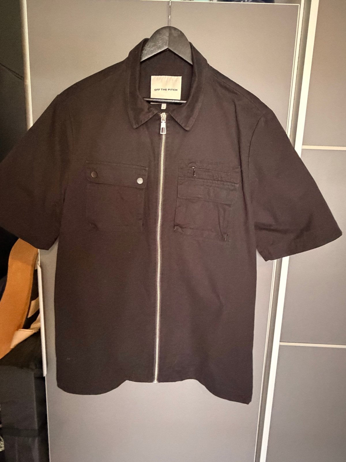 Off The Pitch zwart overhemd met ritssluiting - XL, Ophalen of Verzenden, Zo goed als nieuw, Zwart, Halswijdte 43/44 (XL)